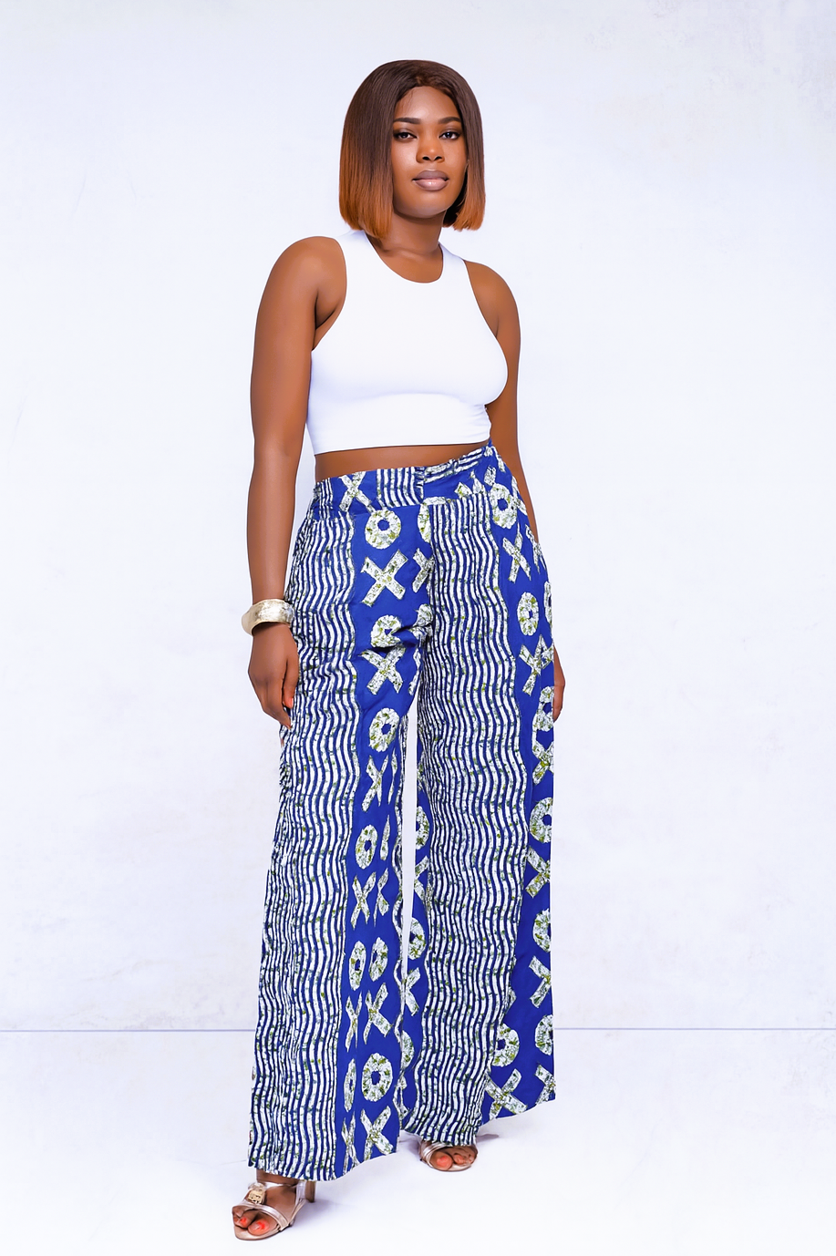 Ashanti Free — Pantalon taille haute fluide en wax
