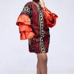 Kaelys Rise — Robe courte bogolan & manches origami